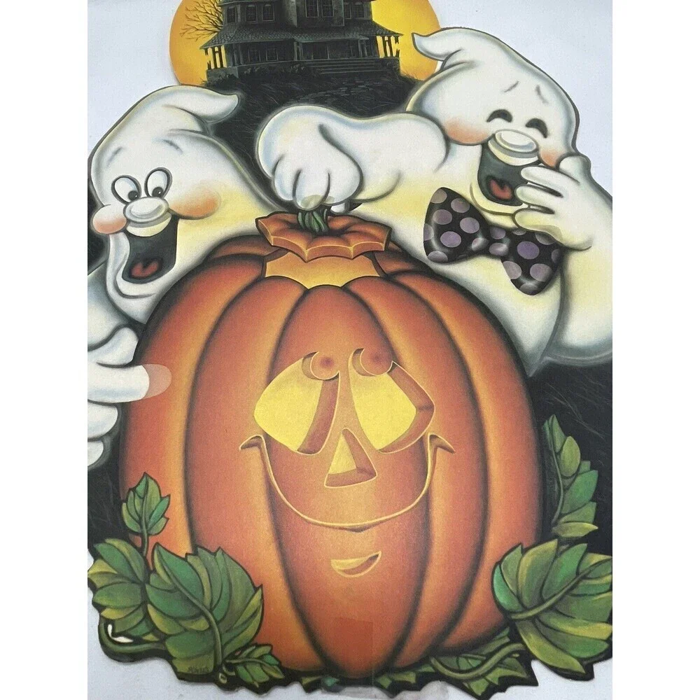 VINTAGE BEISTLE HALLOWEEN GHOST DIE CUT CARDSTOCK DECORATION